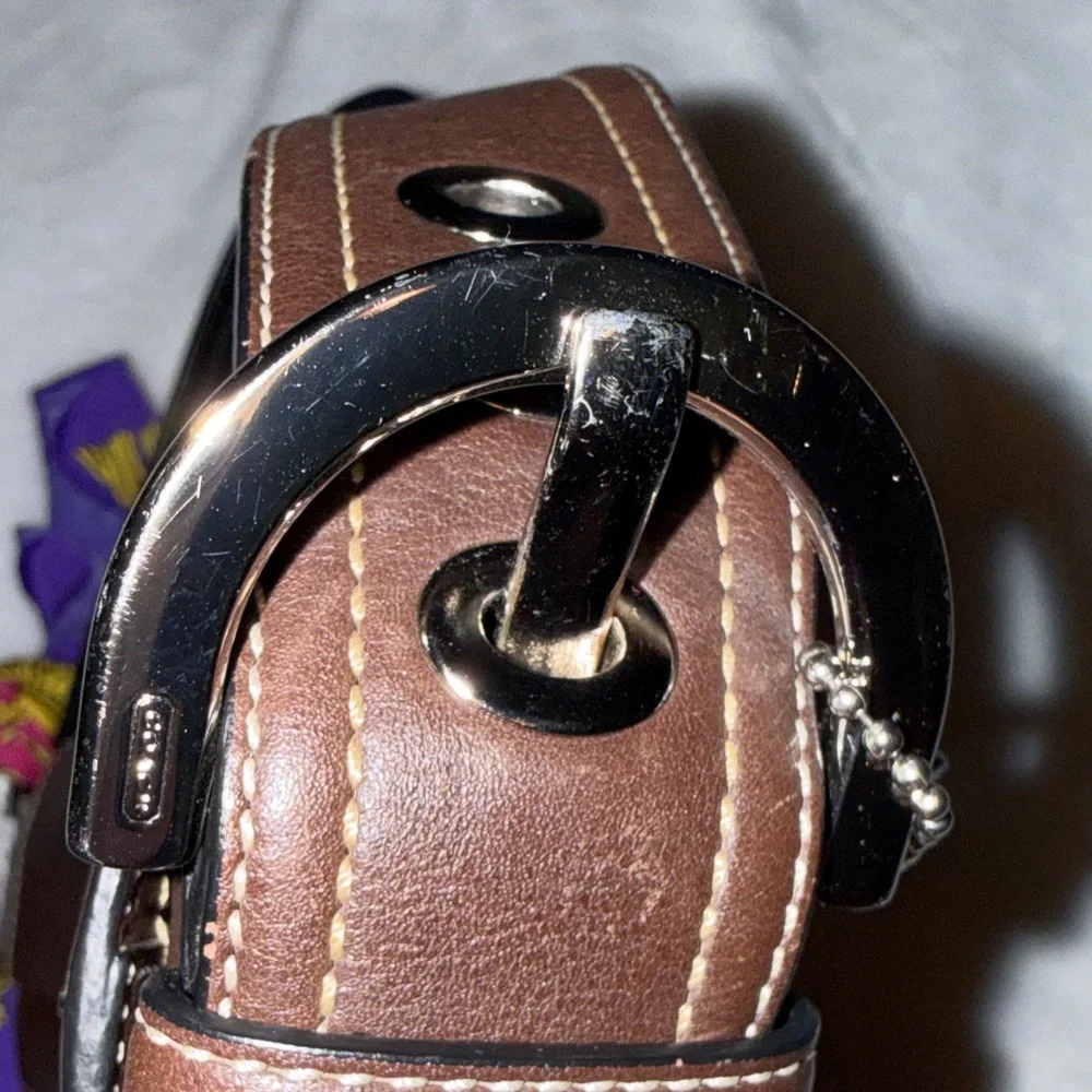 Coach Dark Brown Leather Shoulder Bag with Silver Hardware - Picture 13 of 16